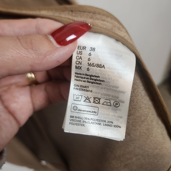 H&M Beige Camel Unlined Overcoat Light Winter Coat Jacket Pockets Size 6 Classic - Picture 11 of 14